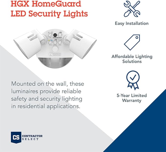Lithonia Lighting HomeGuard 2-Light LED Outdoor Flood Lights, Motion Sensor - Image 2