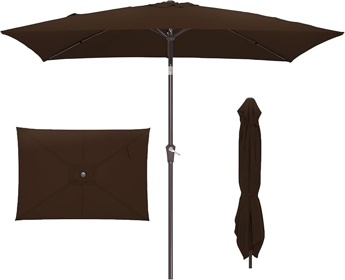 JEAREY 6.5x10 ft Rectangular Patio Umbrellas Rectangle Outdoor Umbrella by JEAREYOutdoorsCollection
