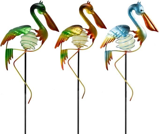 3Pcs Pelican Decorative Garden Stakes, 56.5''H Waterproof Glow in The Dark by SATHGA