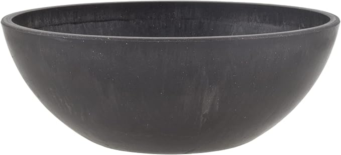 PSW Pot Collection M20DCB 8-inch Plastic/Stone/Wood Composite Low Bowl Planter by PSW