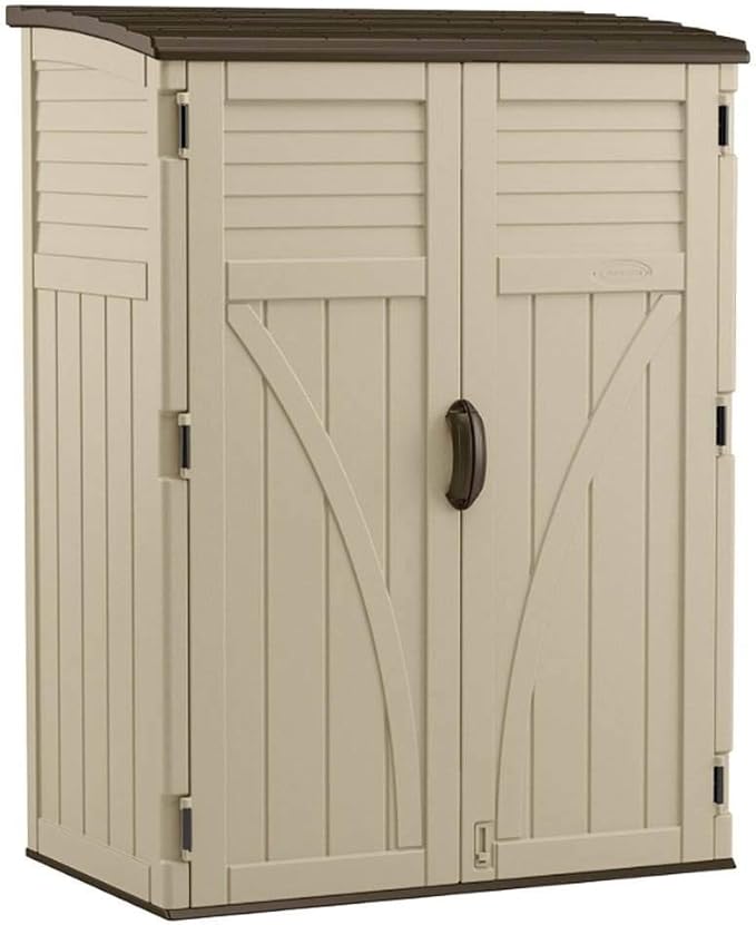Suncast Outdoor Storage Shed, Water Resistant Resin Vertical Outdoor Storage by Suncast