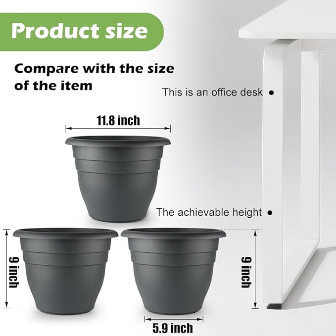 12 Inch Plant Pots, Large Planters - Image 3
