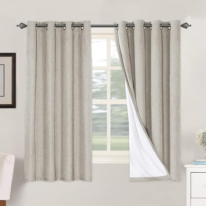 H.VERSAILTEX Linen Blackout Curtains 63 Inches Long 100% Absolutely Blackout by HVERSAILTEX