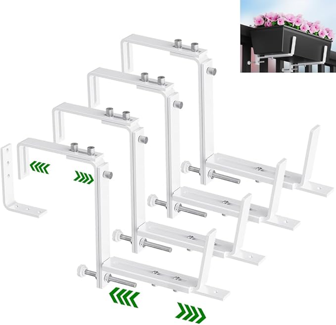 HFHOME Set of 4 Adjustable Window Planter Box Brackets, Planter Shelving by HFHOME