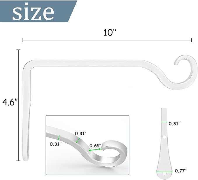 BOLITE Plant Hangers, 10 Inch Hanging Plant Brackets Outdoor Indoor, Wall Hooks - Image 4