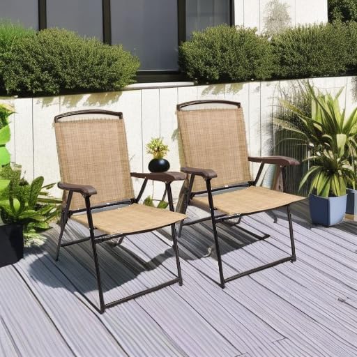 Devoko Patio Folding Chair Deck Sling Chair Camping Garden Pool Beach Using - Image 6