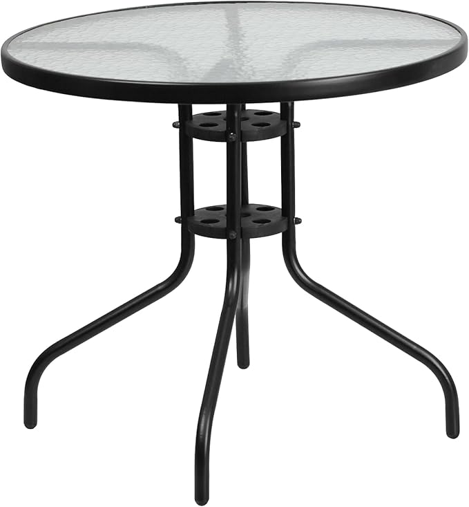 Flash Furniture Bellamy 31.5" Round Indoor/Outdoor Tempered Glass Metal Frame by FlashFurniture