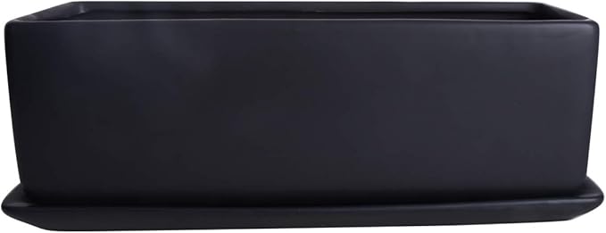 Vencer 12 Inch Rectangular Modern Minimalist Ceramic Succulent Planter Pot - Image 2