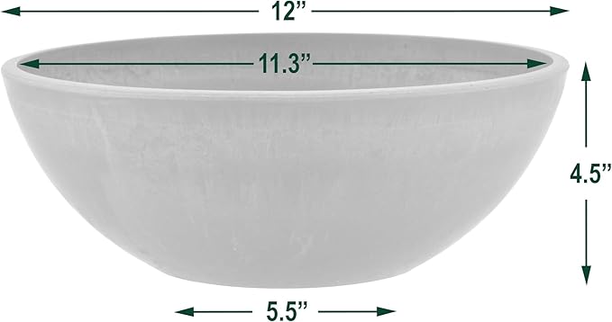 PSW Pot Collection M30DC 12-inch Plastic/Stone/Wood Composite Low Bowl Planter - Image 4