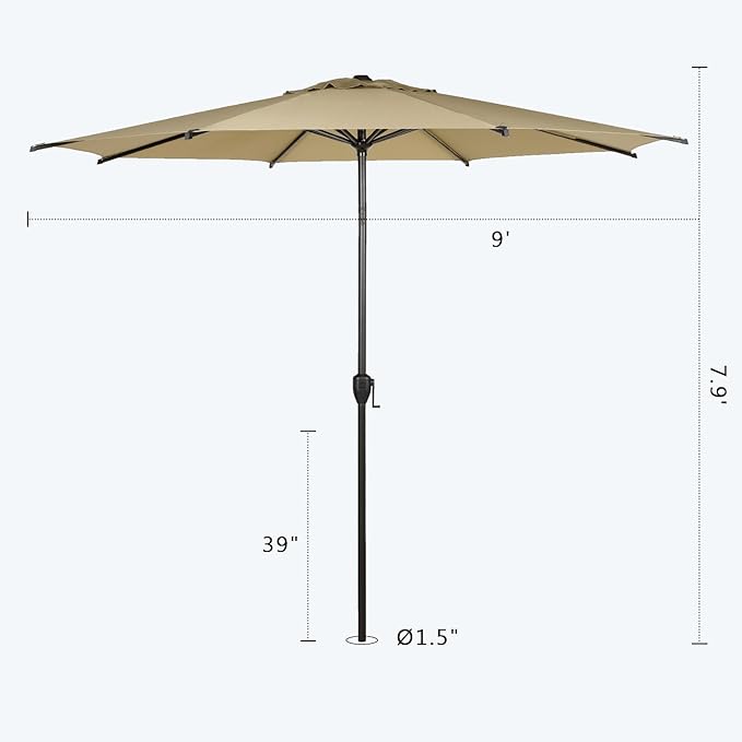 Abba Patio 9FT Lyon Outdoor Patio Umbrella Outdoor Table Umbrella - Image 3