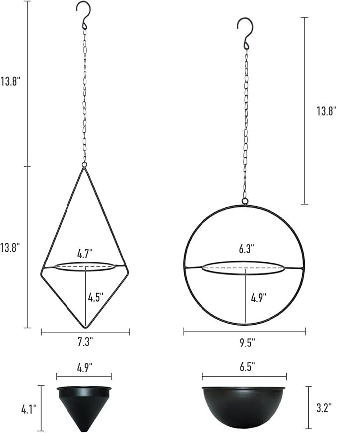 Metal Hanging Planters, Modern Plant Hanger - Image 6
