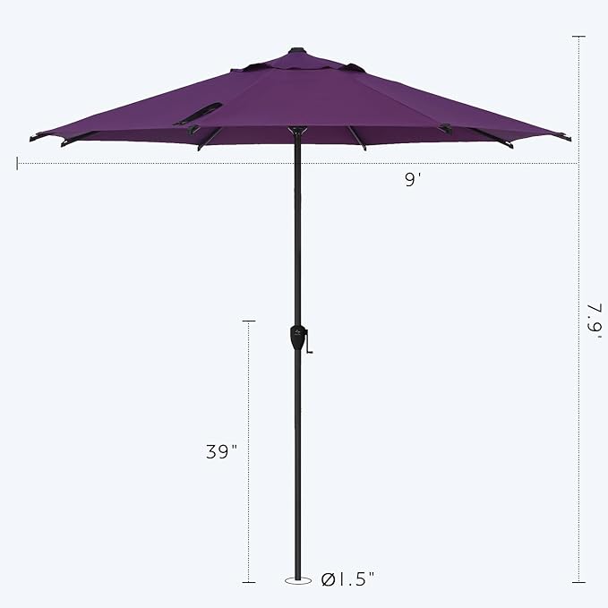 Abba Patio 9FT Lyon Outdoor Patio Umbrella Outdoor Table Umbrella - Image 3