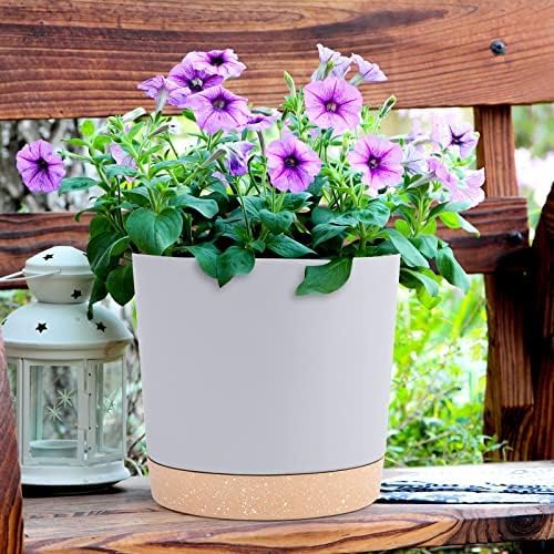 QCQHDU 8 inch Plant Pot, 2 Pack Planters - Image 6
