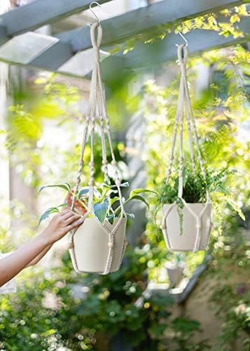 32inch Macrame Plant Holder, Indoor Hanging Planters - Image 3