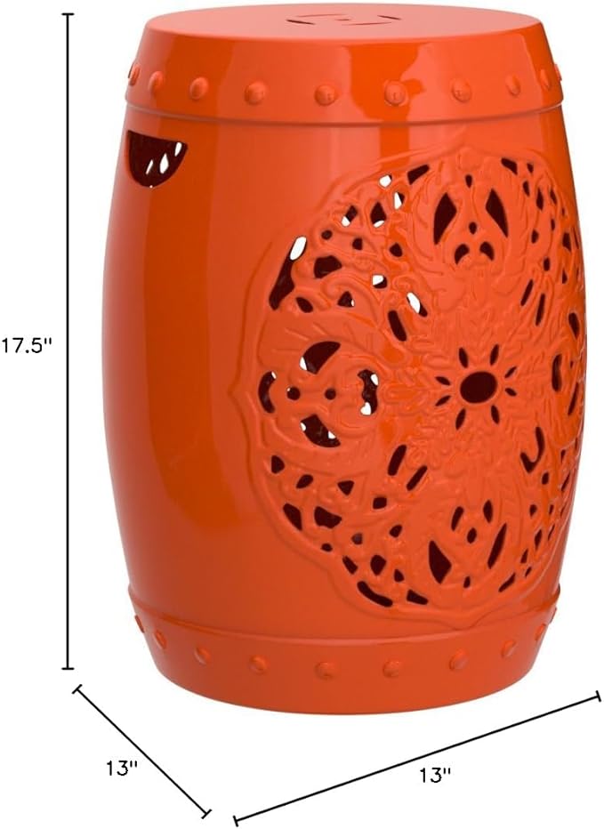 Safavieh Flora Glazed Ceramic Decorative Garden Stool - Image 3