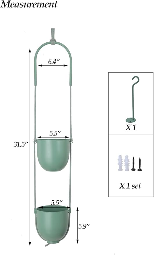 Metal Hanging Planters 2 Tiers Indoor Outdoor Modern Plant Hangers Wall Ceiling - Image 6