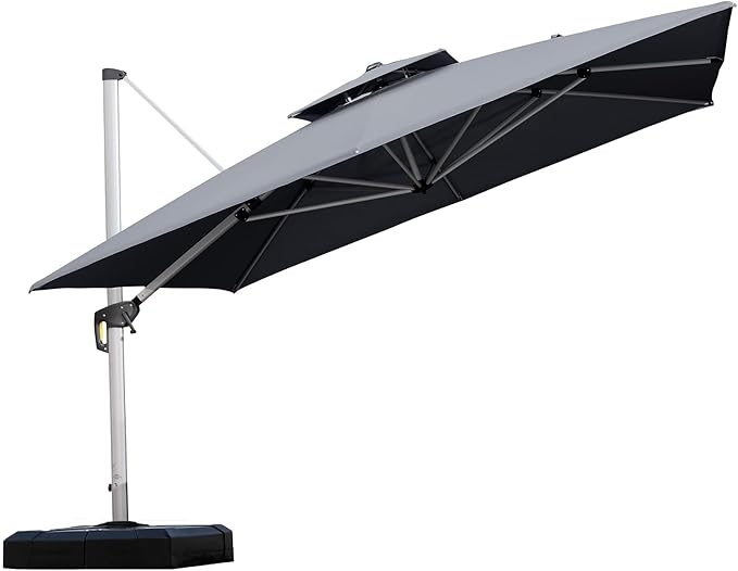 PURPLE LEAF 11 Feet Double Top Deluxe Square Patio Umbrella Offset Hanging by PURPLELEAF