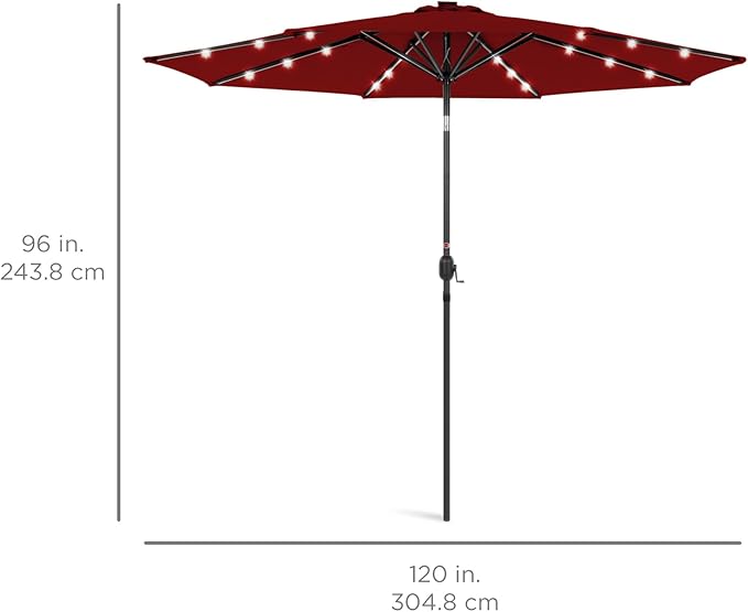 Best Choice Products 10ft Solar Polyester LED Lighted Patio Umbrella w/Tilt - Image 7