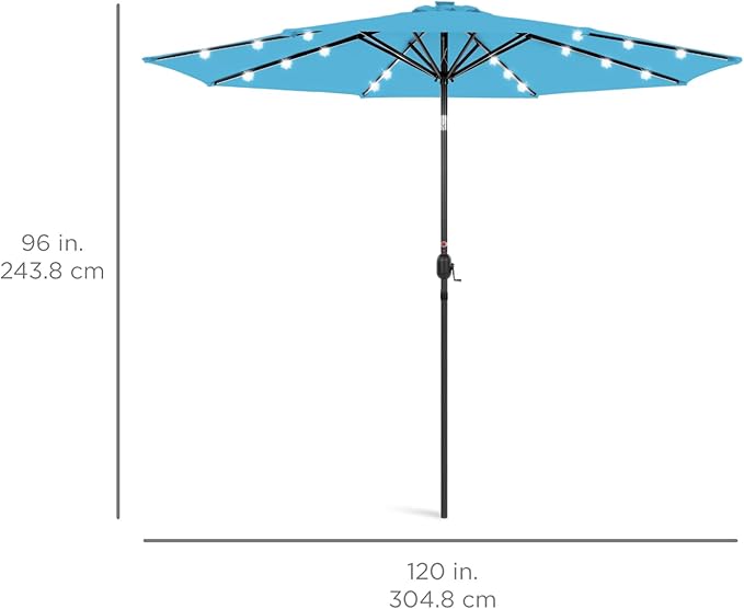 Best Choice Products 10ft Solar Polyester LED Lighted Patio Umbrella w/Tilt - Image 7