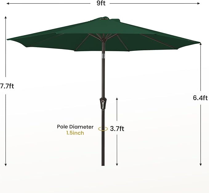 MEWAY 9ft Patio Umbrella Outdoor Table Umbrellas - Image 7
