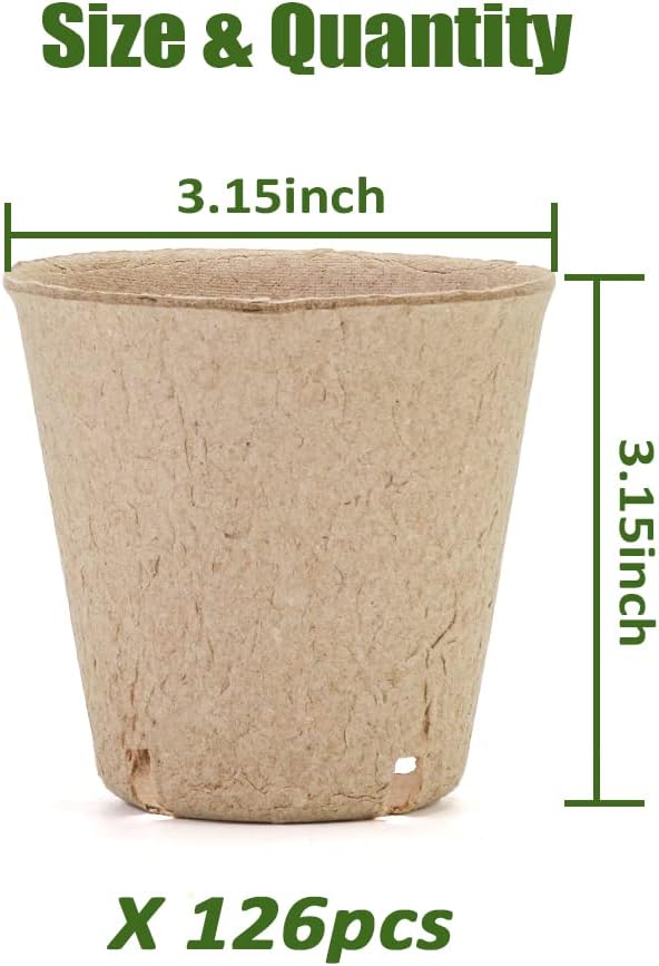 Peat Pot, 126 Packs 3.15 Inch Seed Starting Pots - Image 2