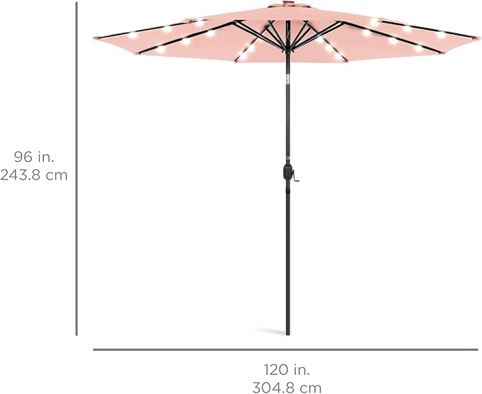 Best Choice Products 10ft Solar Polyester LED Lighted Patio Umbrella w/Tilt - Image 7