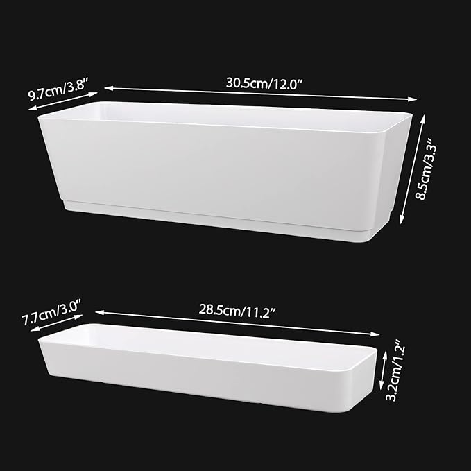 GREANER Window Boxes, 3 Pack 12x3.8 Inch Mixed Color Rectangle Herb Planters - Image 3