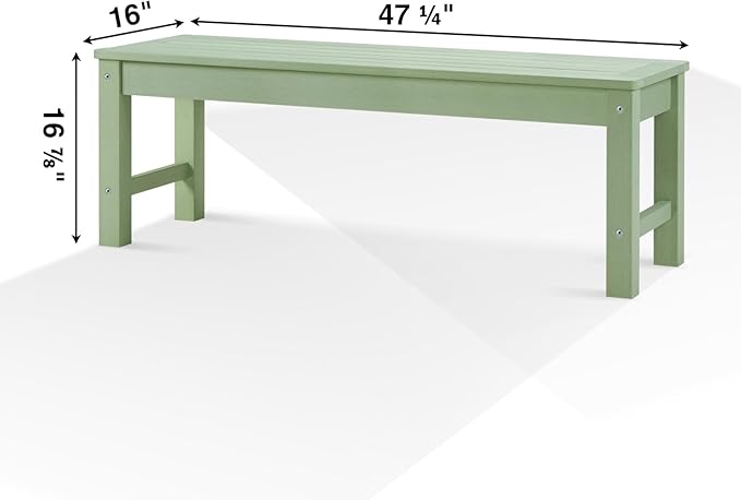 Psilvam 2-Person Outdoor Poly Lumber Patio Backless Bench, Fade-Resistant & - Image 3
