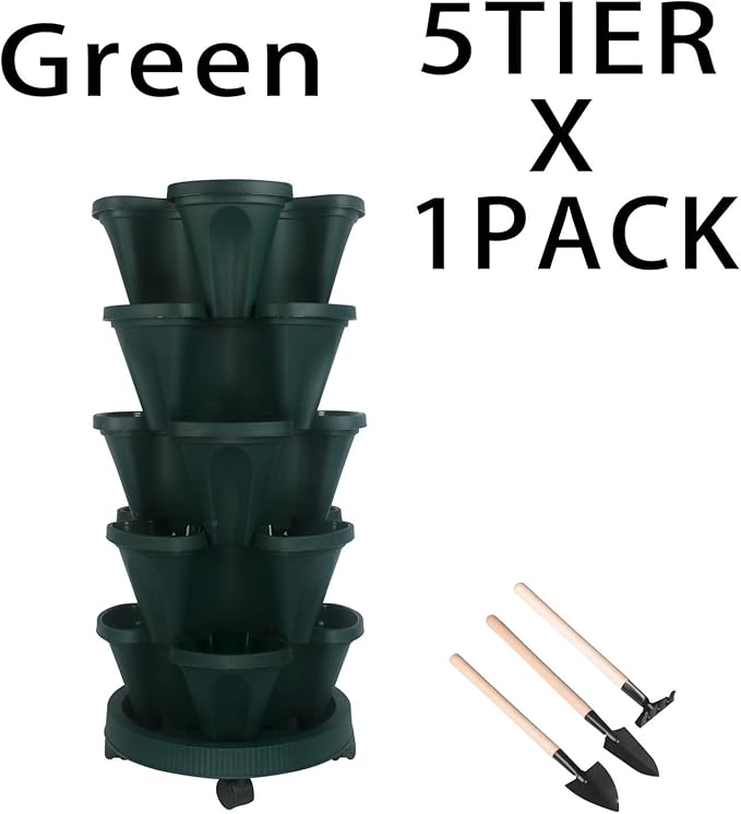 GameXcel Vertical Planter 5 Tier Stackable Planters Garden Planters Strawberry - Image 9