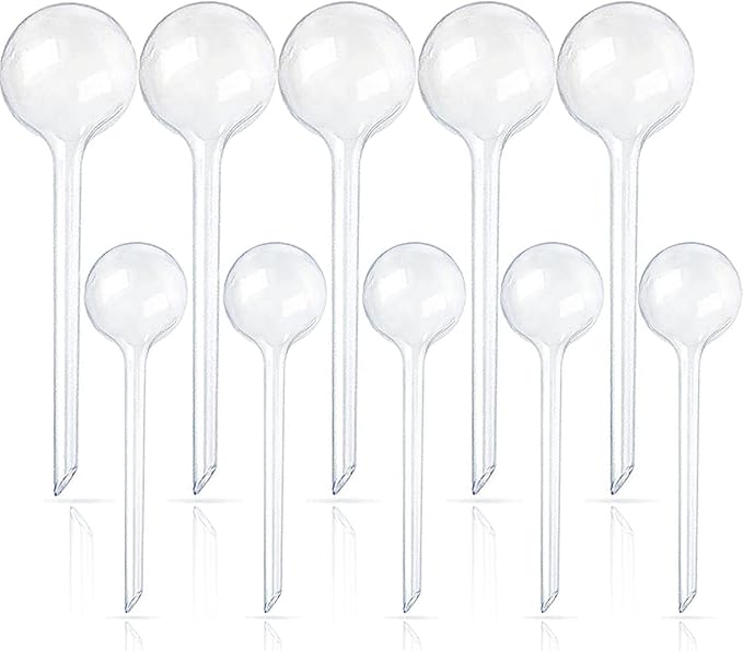 10 Pcs Clear Plant Watering Globes, Plastic Self-Watering Bulbs, Flower by -PlantWateringGlobes-