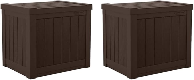 Suncast 17 x 22 Inch Resin 22-Gallon Patio Storage Deck Box, Java Brown by Suncast
