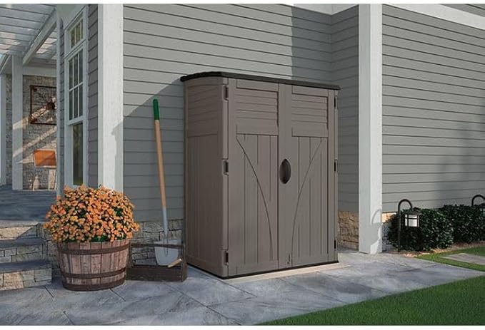 Suncast Outdoor Storage Cabinet Waterproof Resin Vertical Outdoor Storage Shed - Image 2