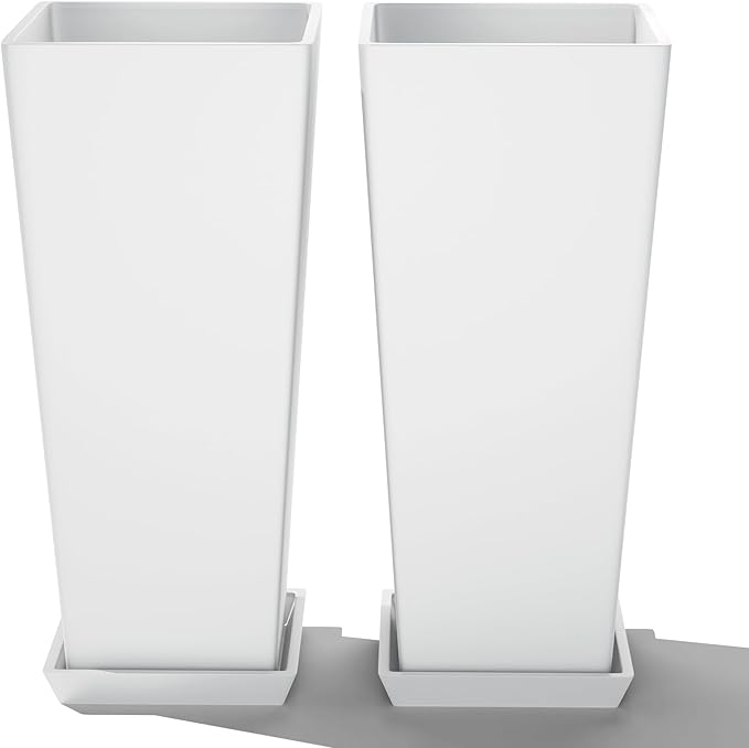 FENCY Set of 2 Tall Planters for Outdoor Plants, 24 Inch Large Tapered Pots by FENCY