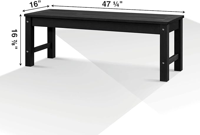 Psilvam Knight Bench, Two Person Outdoor Poly Lumber Patio Backless Bench - Image 3