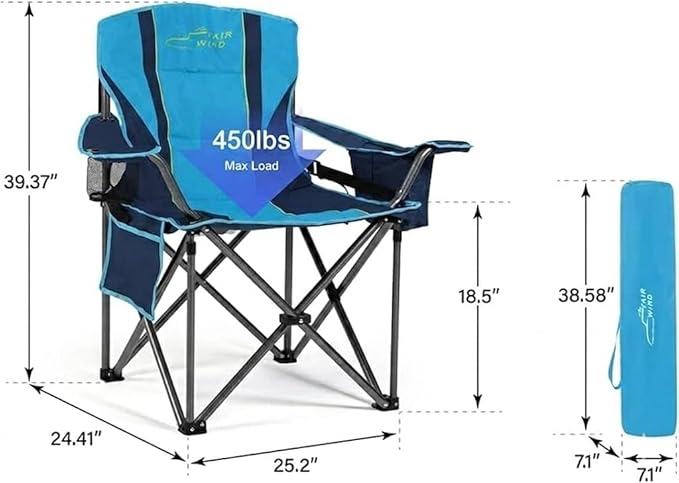 FAIR WIND 2 Pack Heavy Duty Camping Chair, Oversized Padded Folding Chair - Image 3