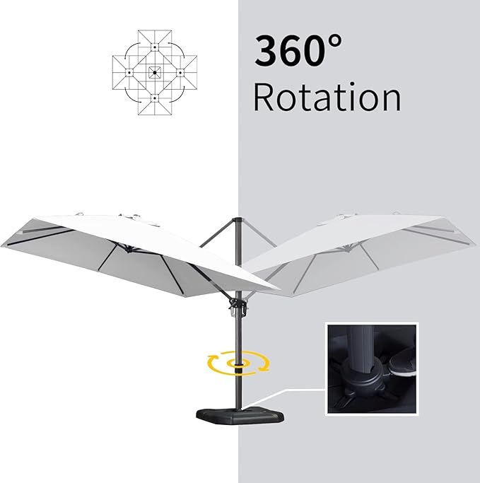 PURPLE LEAF 10' X 13' Patio Umbrella Outdoor Cantilever Rectangle Umbrella - Image 5