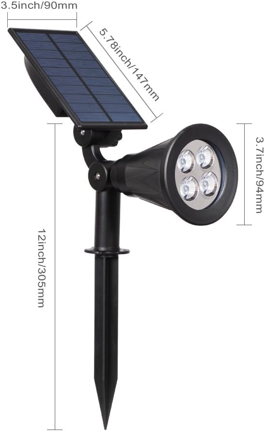 T-SUN Blue Solar Spotlights, Outdoor Waterproof Auto ON/Off Adjustable Garden - Image 3