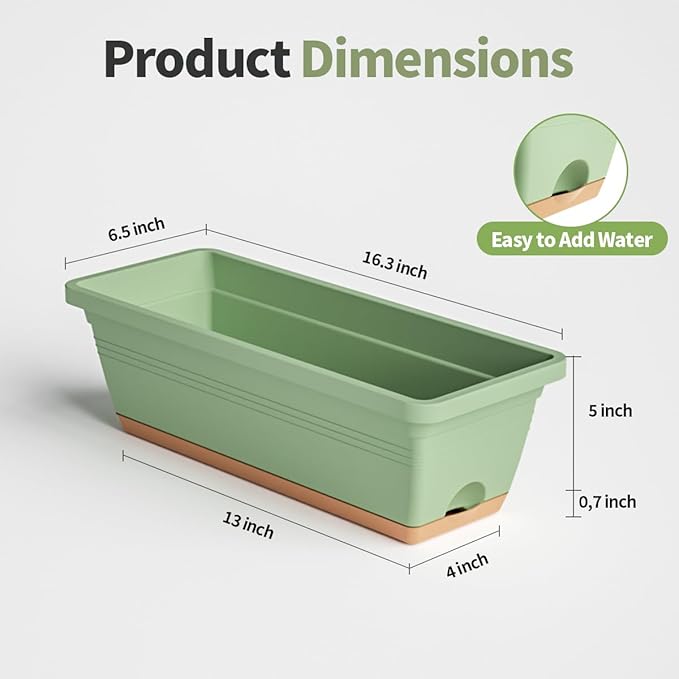 Window Box Planter, 6 Pack Plastic Vegetable Flower Window Planters Boxes 16 - Image 2