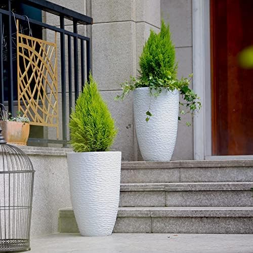 Worth Garden 2-Pack 21" H. White Tall Planters - Image 8