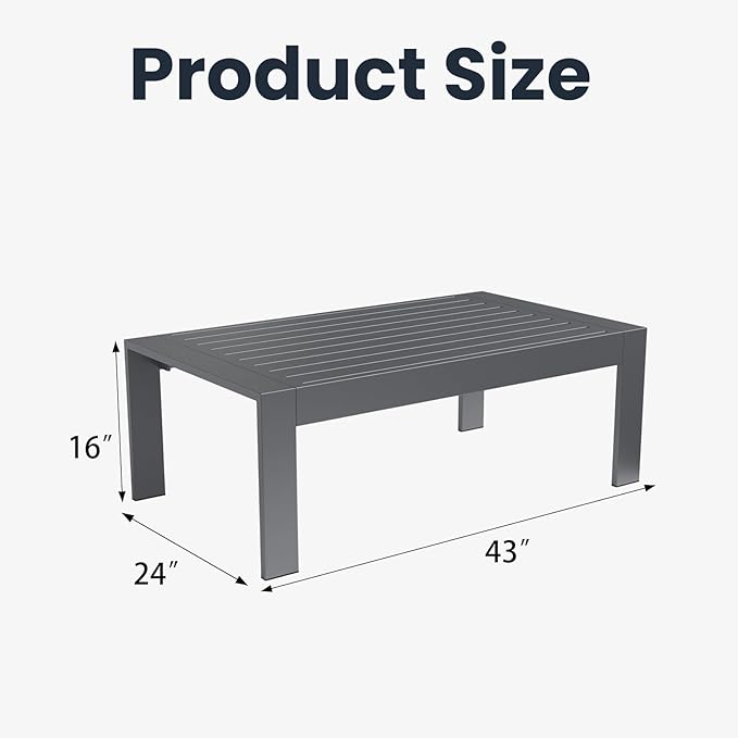 Outdoor Rectangle Patio Aluminum Coffee Tables - Image 3