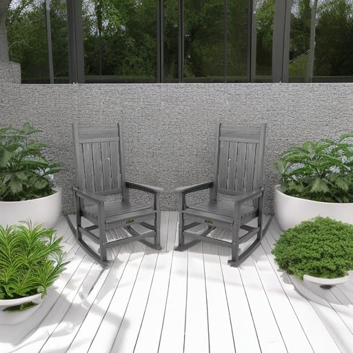 SERWALL Outdoor Rocking Chair Set of 2, HDPE Rocking Chairs - Image 2
