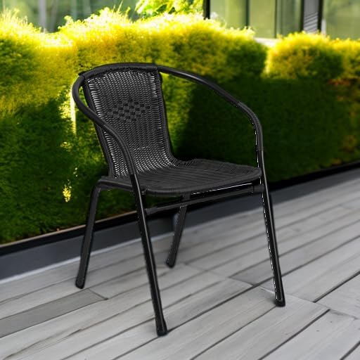 Flash Furniture Lila Modern Rattan Indoor/Outdoor Stackable Dining Chairs - Image 6