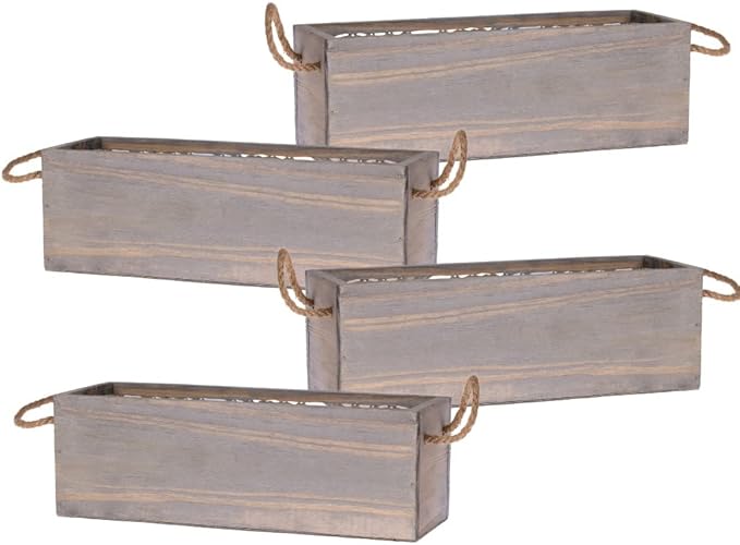 Wooden Planter Box with Handle I Rustic Barn Wood, Plastic Liner l Garden Decor by Unknown