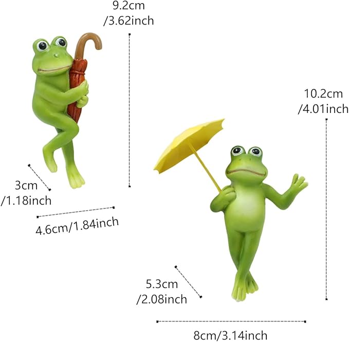 Set of 2 Funny Frog Statues Outdoor Flower Pot Hugger, Resin Hanging Frog - Image 6