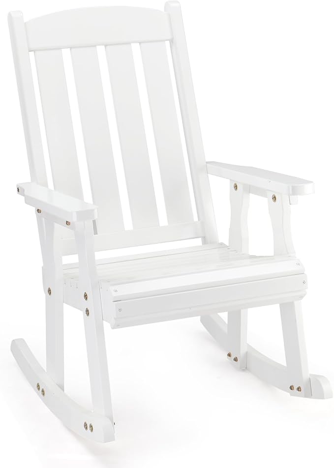 VINGLI Heavy Duty 600 LBS Outdoor Wooden Rocking Chair by VINGLI