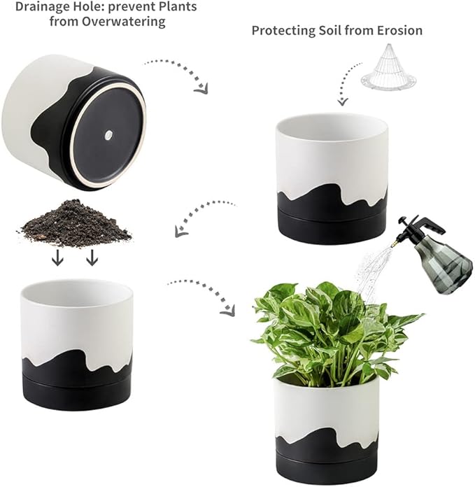 Nihow Ceramic Plant Pot: 6 Inch Planter - Image 3