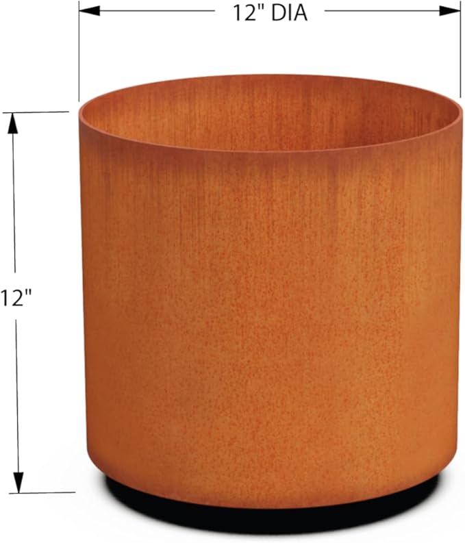 PLANTERCRAFT Corten Steel Metal Planter Box, Round Sizes, Modern Garden Steel - Image 5