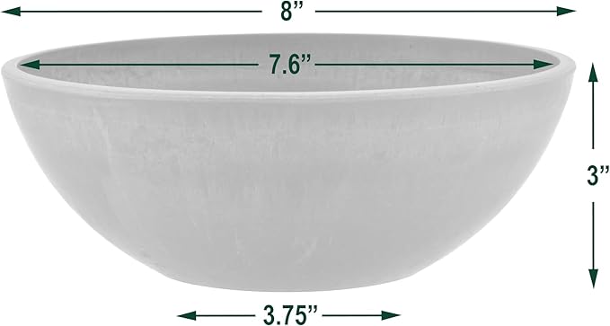 PSW Pot Collection M20DCB 8-inch Plastic/Stone/Wood Composite Low Bowl Planter - Image 4