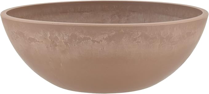 PSW Pot Collection M30TP 12-inch Plastic/Stone/Wood Composite Low Bowl Planter by PSW