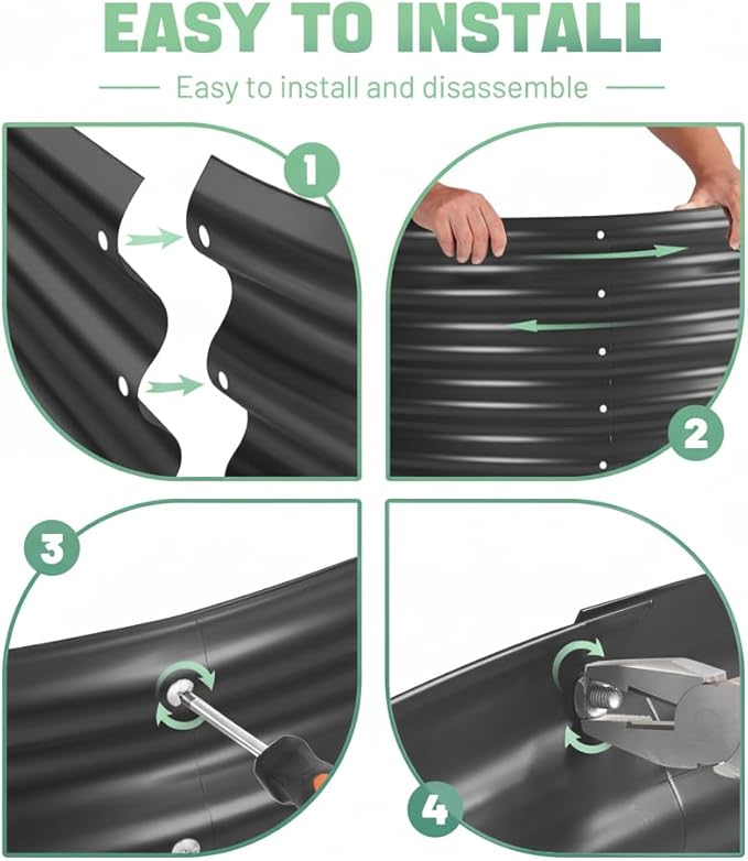 AHEONLAR 3 Pack 6×3×1ft Galvanized Raised Garden Beds, Oval Durable Planter - Image 4